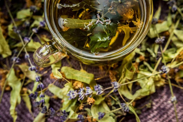 Taza Lavanda Provence Vidrio Ultravioleta Púrpura Sabor Transparente Aroma Útil — Foto de Stock