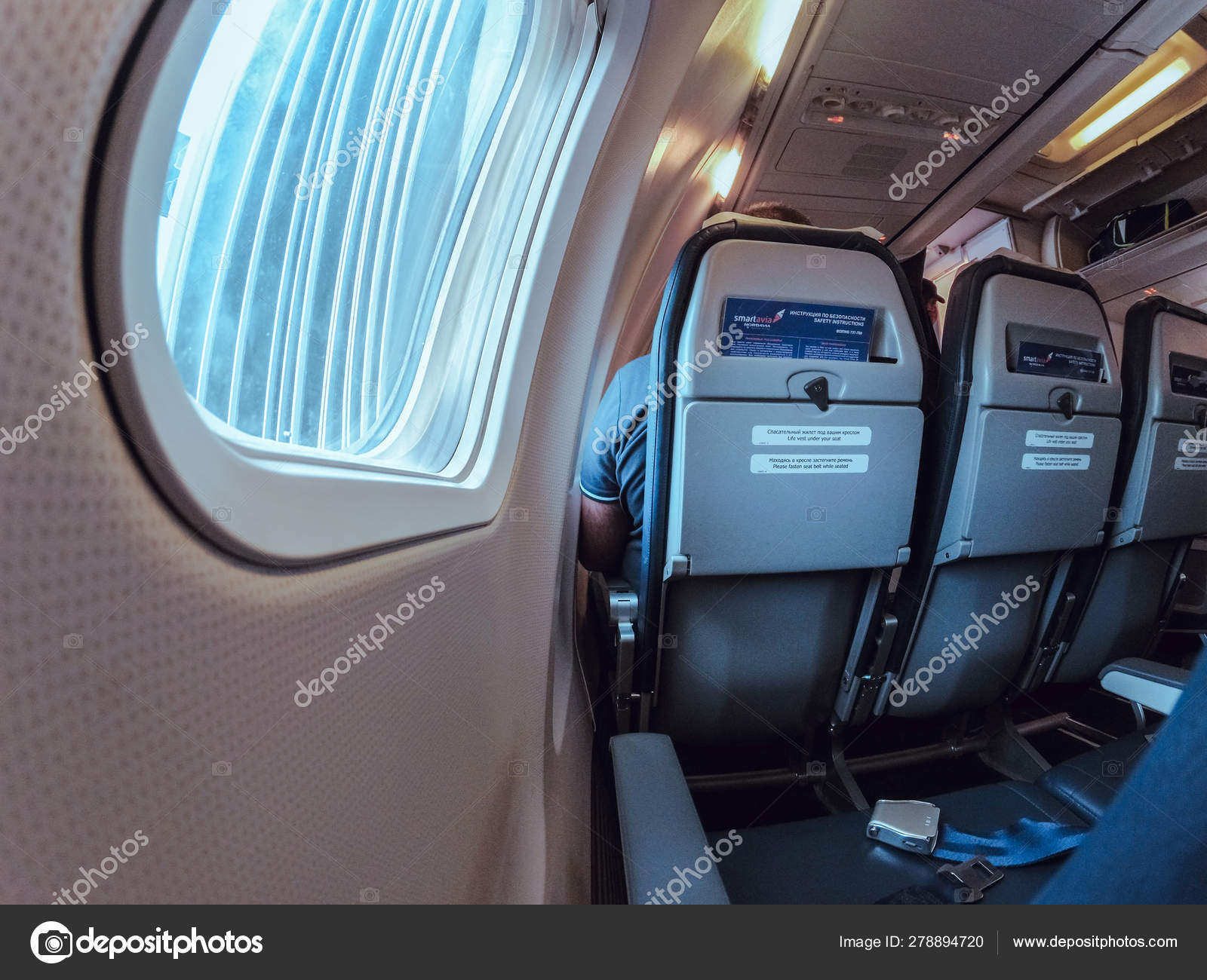 Cabin Boeing 737 700 Smartavia Seat Window Flight Stock