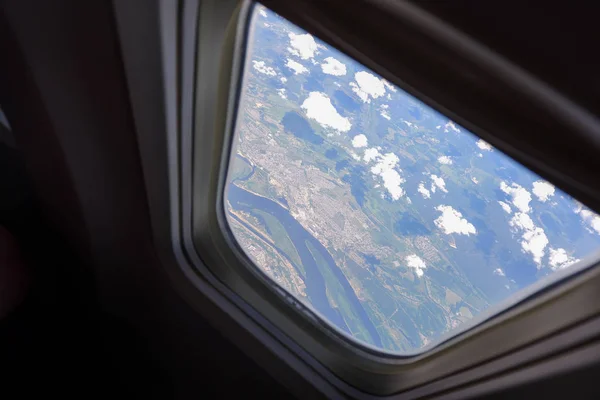 Nizhny Novgorod Rusia Desde Ventana Del Avión — Foto de Stock