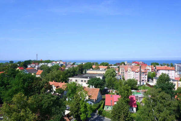 Vista Zelenogradsk Desde Torre Agua Línea Azul Del Mar Báltico —  Fotos de Stock