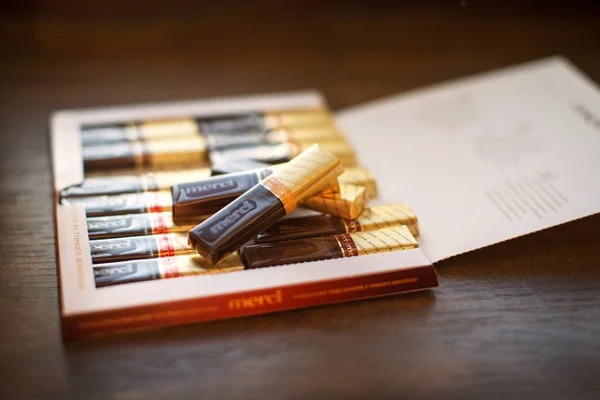 Chocolate Merci Marca Chocolate Doce Fabricado Pela Empresa Alemã August — Fotografia de Stock