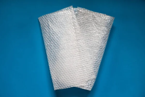 Bubble Wrap Blue Background Bubble Wrap Pliable Transparent Plastic Material — Stock Photo, Image