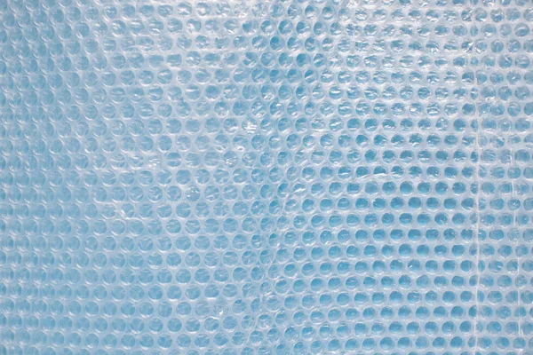 Embrulho Bolha Fundo Azul Envoltório Bolhas Material Plástico Transparente Flexível — Fotografia de Stock
