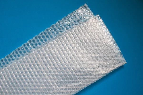 Bubble Wrap Blue Background Bubble Wrap Pliable Transparent Plastic Material — Stock Photo, Image