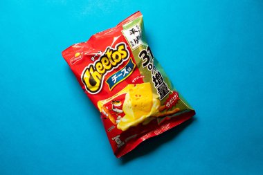 Cheetos cheese flavor chips. Cheetos (formerly styled as Chee-tos until 1998) is brand of cheese-flavored puffed cornmeal snacks made by Frito-Lay, subsidiary of PepsiCo clipart