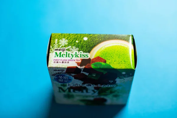 Φιλί Σοκολάτας Πράσινο Τσάι Μάτσα Από Τον Μέιτζι Μέλτυκις Melty — Φωτογραφία Αρχείου
