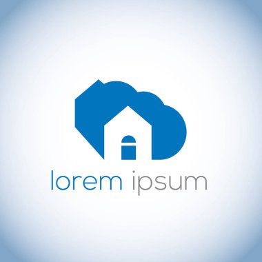 Bulut vektör işareti. Bulut simgesi. Ev işareti. Teknoloji logosunu görmeniz gerekir. Veri koruma logosu