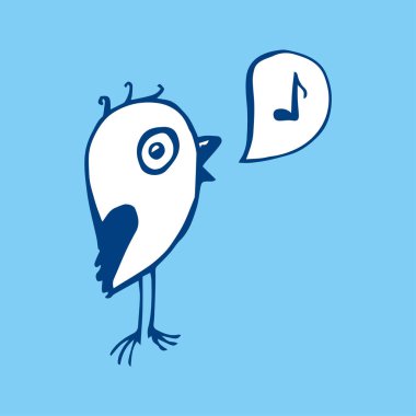 Kuş çizilmiş şekil ver. Şirin kuş vektör 