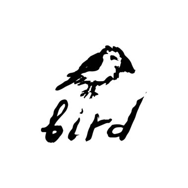 Kuş çizilmiş şekil ver. Şirin kuş vektör 