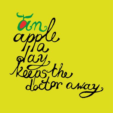 Bir elma bir gün uzak doktor tutar. Vektör