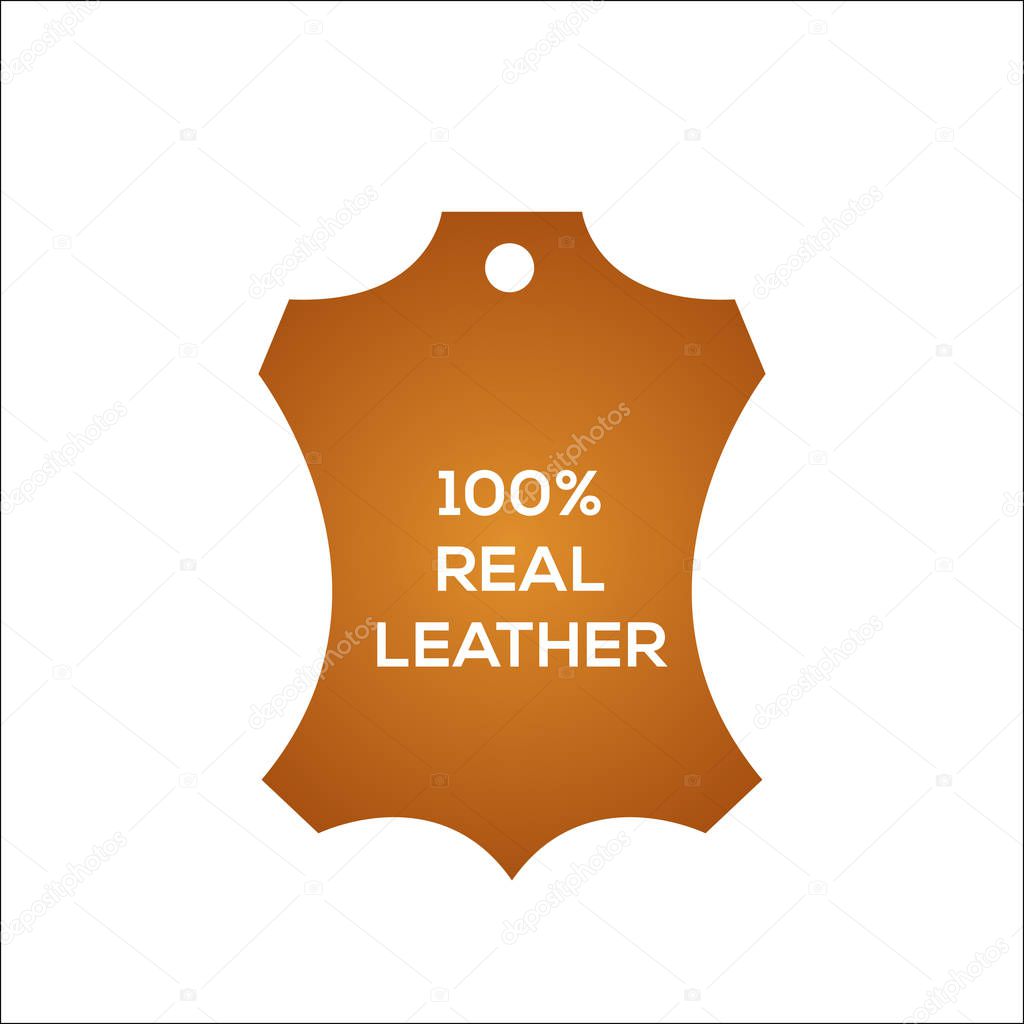 Genuine leather vector label. Original leather sign (symbol, icon, emblem) - Vector