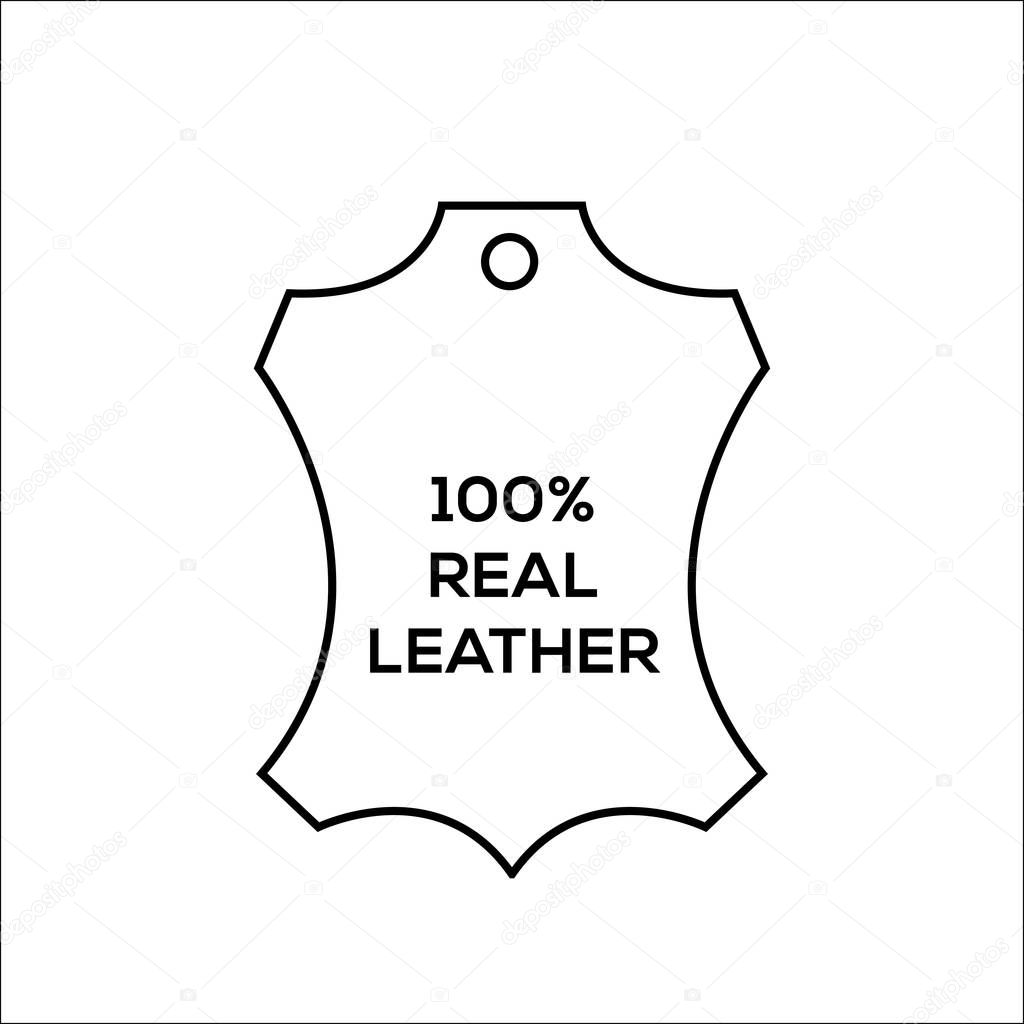 Genuine leather vector label. Original leather sign (symbol, icon, emblem) - Vector