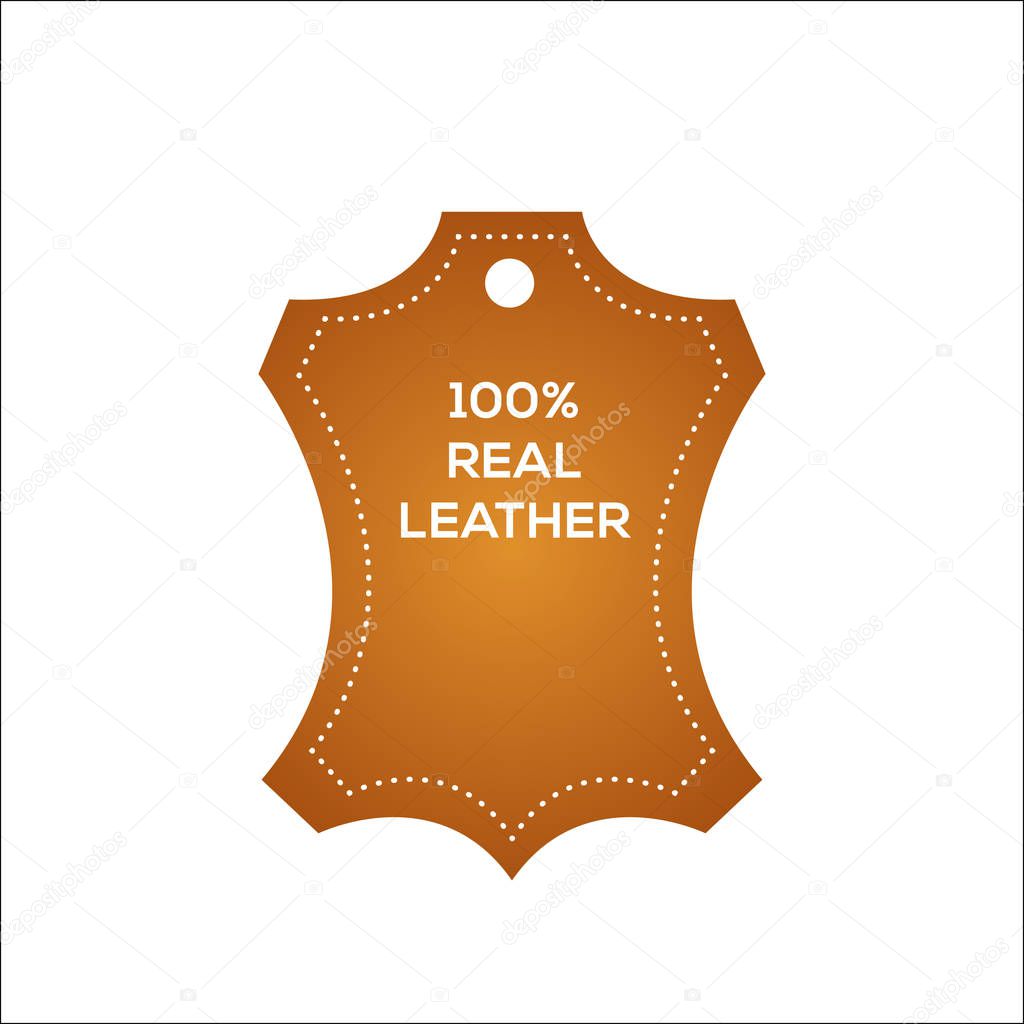 Genuine leather vector label. Original leather sign (symbol, icon, emblem) - Vector
