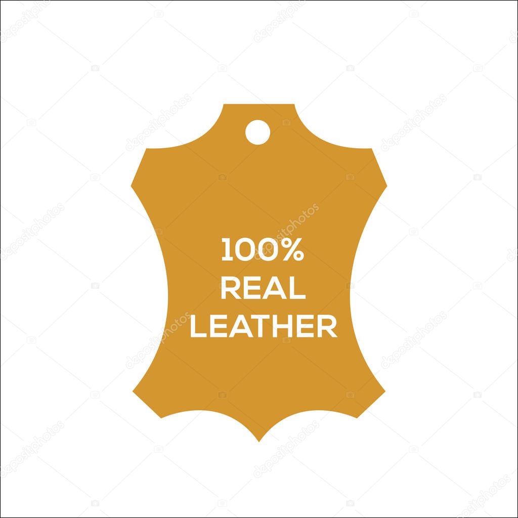 Genuine leather vector label. Original leather sign (symbol, icon, emblem) - Vector