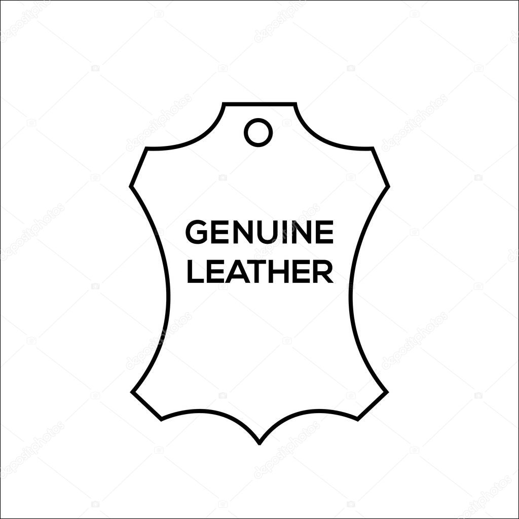 Genuine leather vector label. Original leather sign (symbol, icon, emblem) - Vector