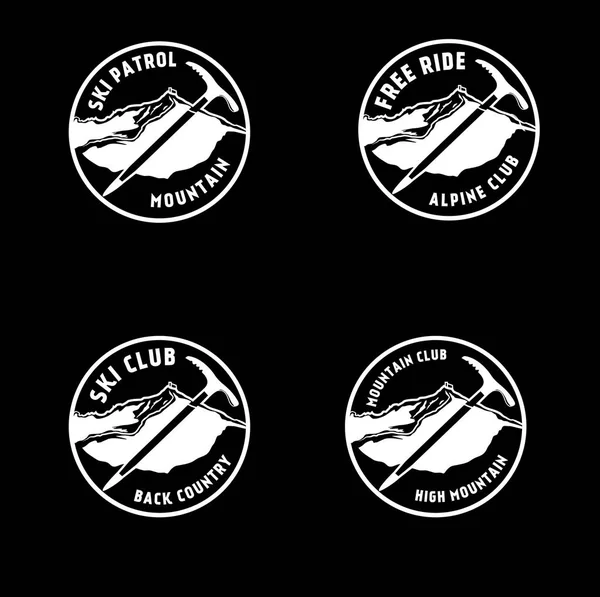 Mountain logo. Ski  logo. Mountaneering emblem. Back country ski badge. Outdoors emblem