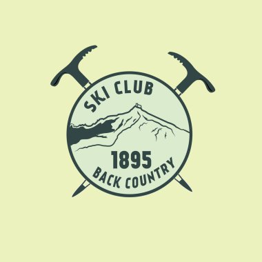 Dağ logosunu görmeniz gerekir. Kayak logosunu görmeniz gerekir. Mountaneering amblemi. Arka ülkenin Kayak rozeti. Açık havada amblemi