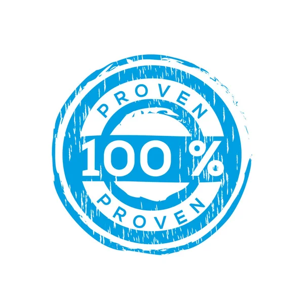 100 Proven Grunge Stamp Vector Ilustração Emblema Vetorial Comprovado — Vetor de Stock