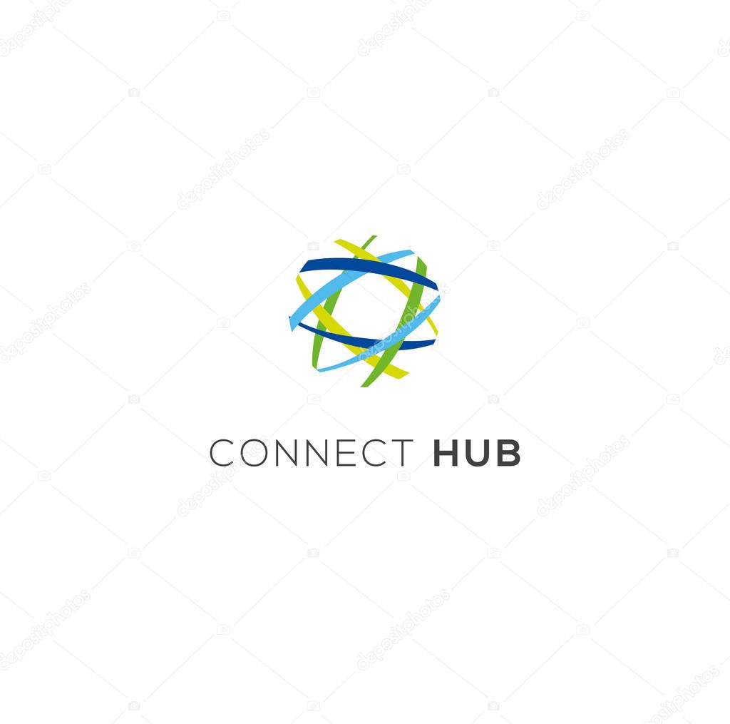 Nest vector logo. Business incubator logo. Communication emblem. Interaction icon