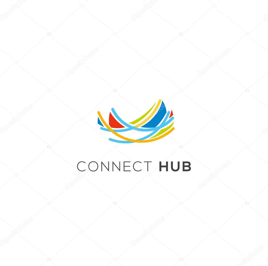 Nest vector logo. Business incubator logo. Communication emblem. Interaction icon