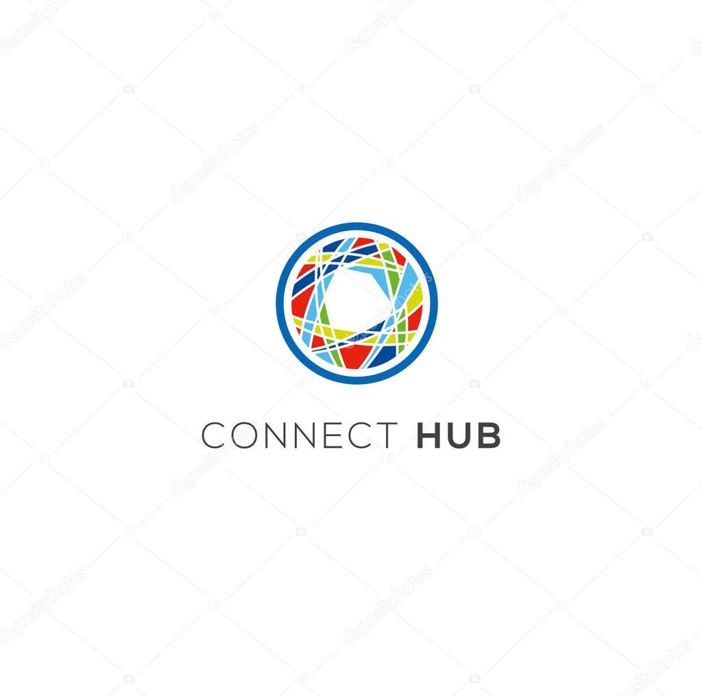 Nest vector logo. Business incubator logo. Communication emblem. Interaction icon