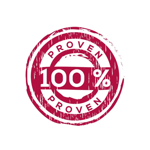 100 Proven Grunge Stamp Vector Ilustração Emblema Vetorial Comprovado — Vetor de Stock