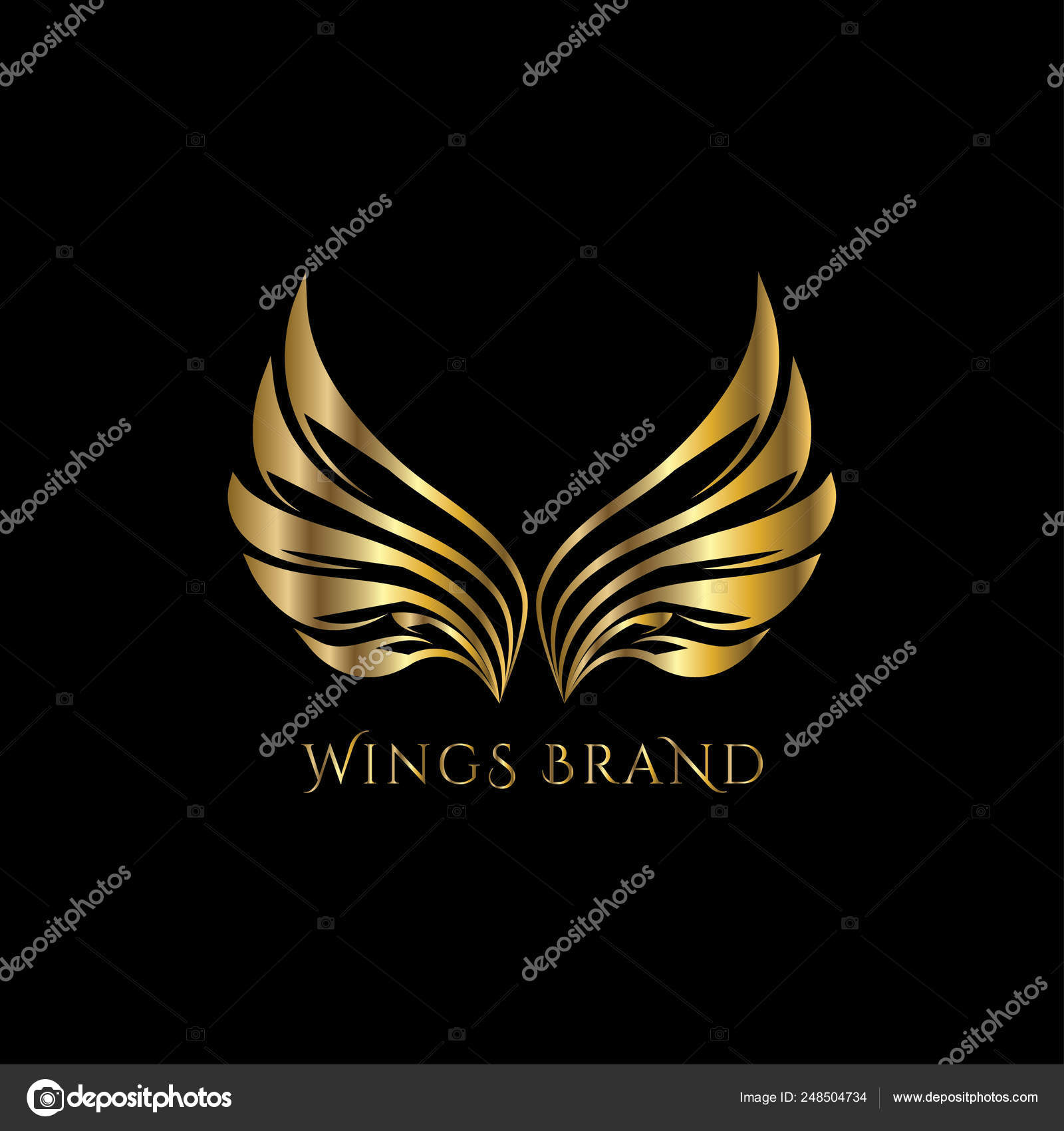 Alas Logo Vector Oro Alas Emblema Lujo Dorado Para Boutique Vector de stock  #248504734 de ©lgn, image size:1600x1700