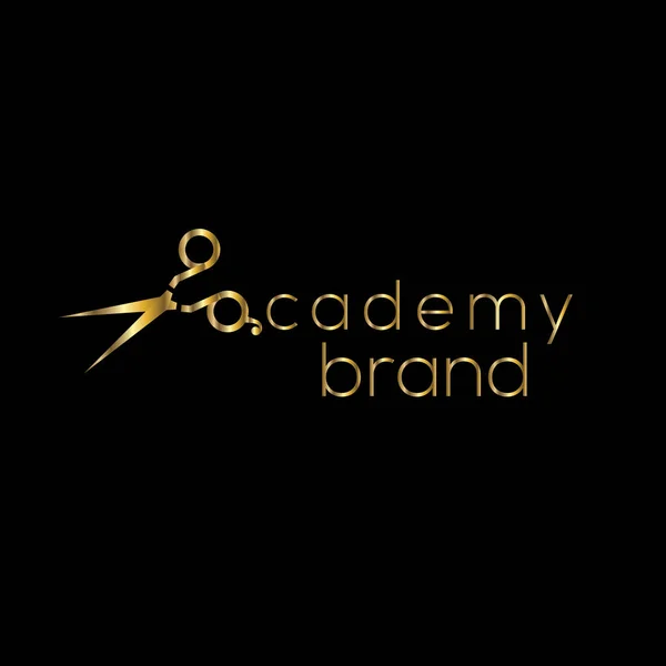 Μαλλιά Ακαδημία Έμβλημα Λογότυπο Στούντιο Μαλλιών Ψαλίδι Πρότυπο Σχεδίασης Λογότυπο — Διανυσματικό Αρχείο
