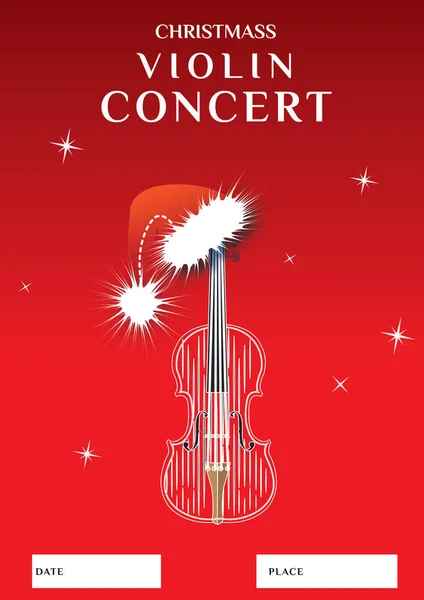 Modèle Affiche Vectorielle Noël Concert Violon Illustration Pour Violon Élément — Image vectorielle