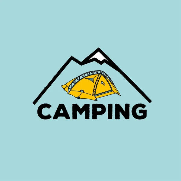 キャンプのベクトルのロゴ エンブレム ロゴの要素をキャンプします 野外活動のシンボルです テント イラスト ロゴのテンプレート 山サイン — ストックベクタ