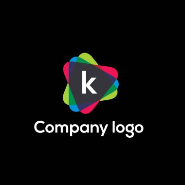 Video vektör logosu. Başlat düğmesini amblemi. Mektup k simgesi