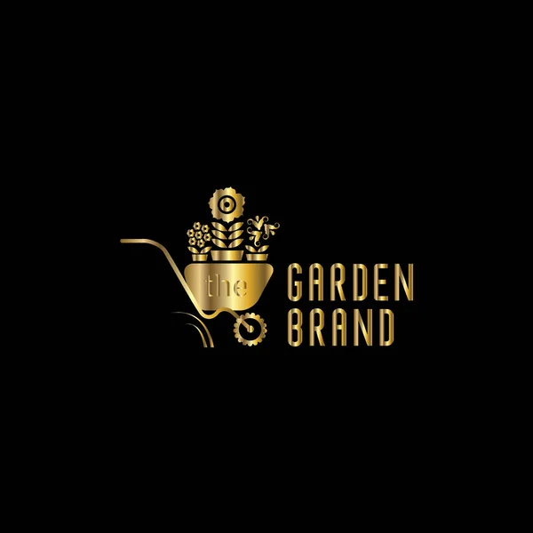 Logotipo Vetor Jardim Jardinagem Carrinho Mão Ilustração — Vetor de Stock