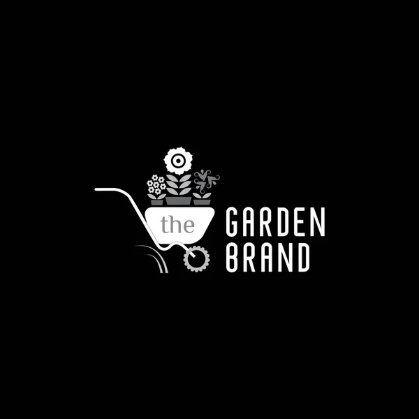 Logo Del Vector Del Jardín Jardinería Carretilla Ilustración — Vector de stock