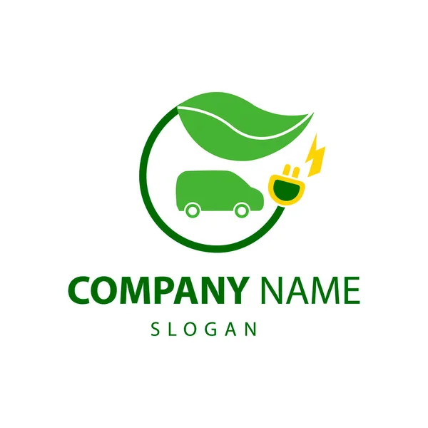 Elektrikli Araba Logosu Vektör Izole Edilmiş Arka Plan Yeşil Logot — Stok Vektör