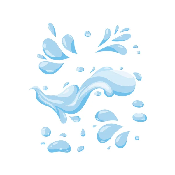 Blue Water Drop Icon Set Vector Collection Flat Drops — Stock Vector