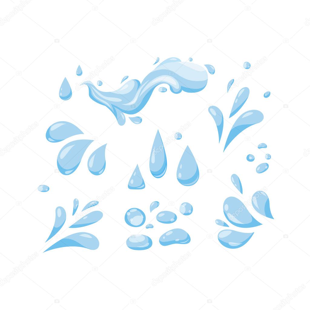 Blue water drop icon set. Vector collection of flat drops.
