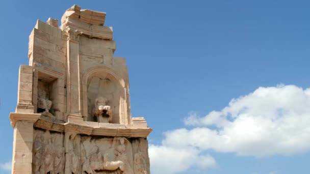 Close up shot of Philopappos Monument Athens — Stock Video