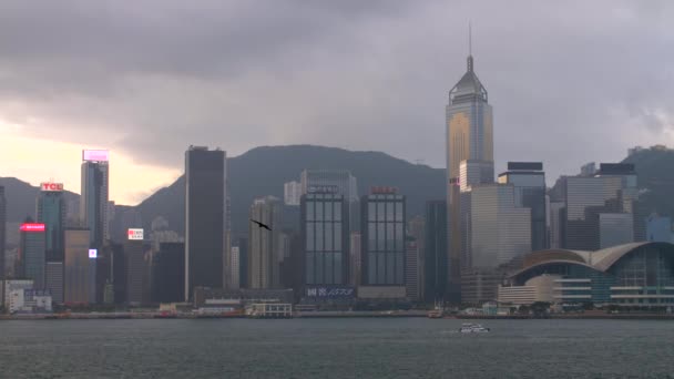 Temprano en la mañana Hong Kong Skyline — Vídeo de stock