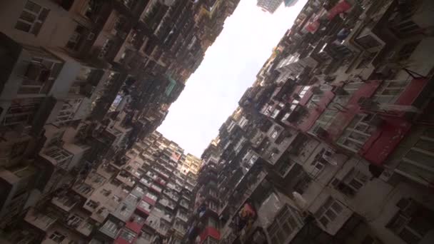 Looking up at Hong Kong Tower Blocks — Stock Video