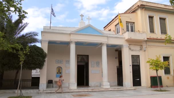 Kleine kerk in Athene — Stockvideo
