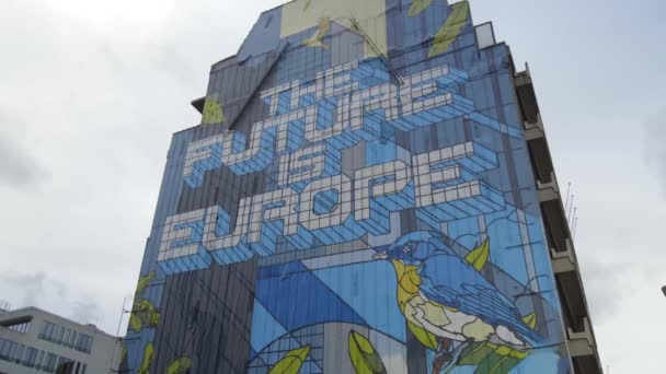 De toekomst is de Europese muurschildering in Brussel — Stockvideo