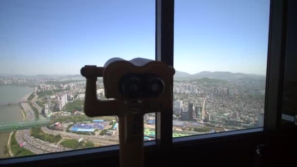 Tower viewer met uitzicht op Seoul City — Stockvideo