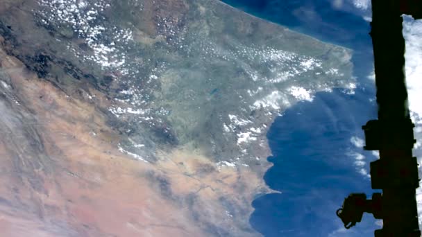 Stopniowany materiał z Maroka i morza Alborańskiego z kosmosu — Wideo stockowe