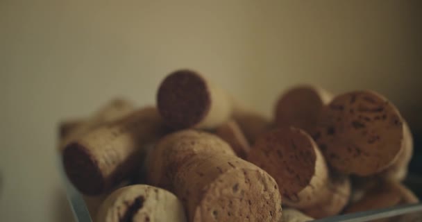 Wine Corks Tracking Shot — Stok video