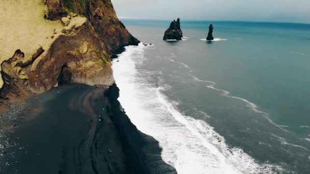 Aerial View of Basalt Sea Stacks — Stock Video