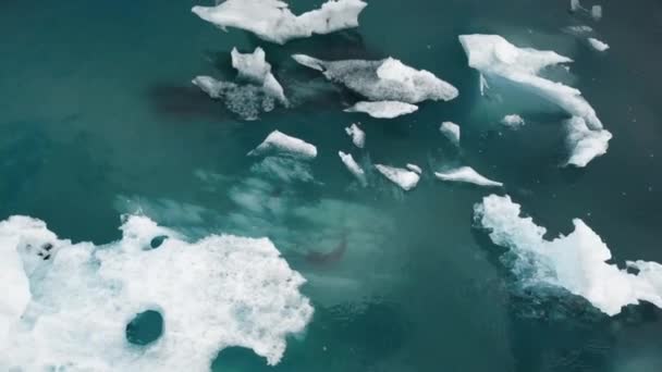 Volando sobre pequeños icebergs — Vídeos de Stock