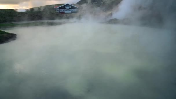 House Beside a Hot Spring — Stock Video