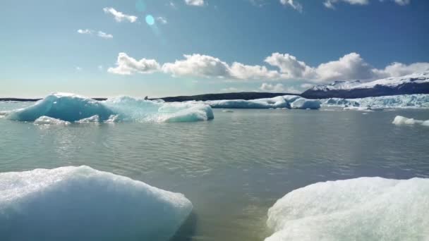 Ijsbergen in een gletsjermeer — Stockvideo