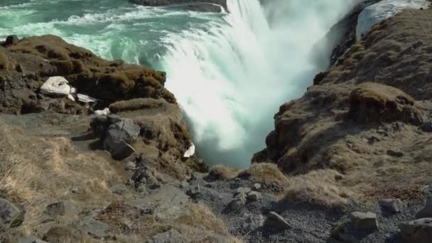 Reveal shot van Misty Waterfall — Stockvideo