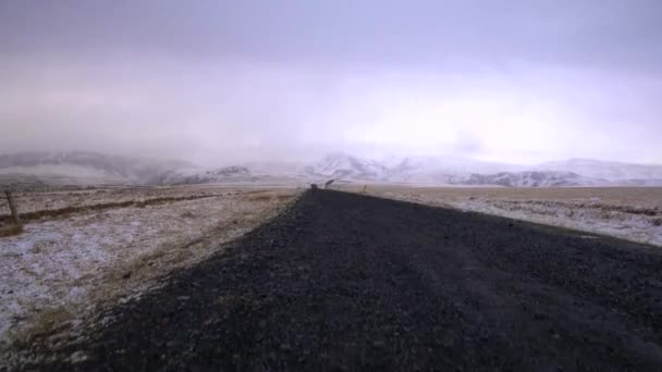 Camino en un paisaje nevado — Vídeos de Stock